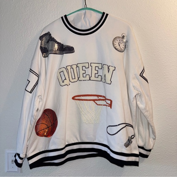 QUEEN OF SPARKLES Tops - Queen Basketball Hoop Sweatshirt by Queen of Sparkles.